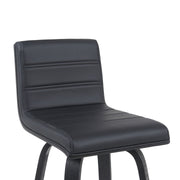 Vienna Modern Swivel Bar Height Stool with Black Faux Leather Seat and Black Brushed Wood Frame - Furniture City (CA)l
