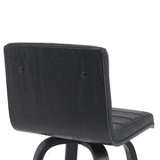 Vienna Modern Swivel Bar Height Stool with Black Faux Leather Seat and Black Brushed Wood Frame - Furniture City (CA)l