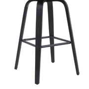 Vienna Modern Swivel Bar Height Stool with Black Faux Leather Seat and Black Brushed Wood Frame - Furniture City (CA)l