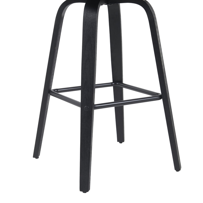 Vienna Modern Swivel Bar Height Stool with Black Faux Leather Seat and Black Brushed Wood Frame - Furniture City (CA)l