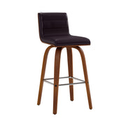 Vienna 26" Swivel Counter Stool in Walnut Wood Finish with Brown Faux Leather - Furniture City (CA)l