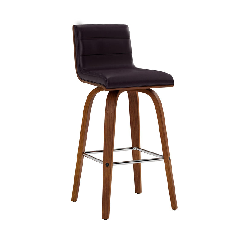 Vienna 26" Swivel Counter Stool in Walnut Wood Finish with Brown Faux Leather - Furniture City (CA)l