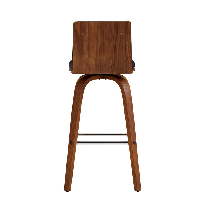 Vienna 26" Swivel Counter Stool in Walnut Wood Finish with Brown Faux Leather - Furniture City (CA)l