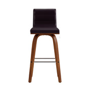 Vienna 26" Swivel Counter Stool in Walnut Wood Finish with Brown Faux Leather - Furniture City (CA)l