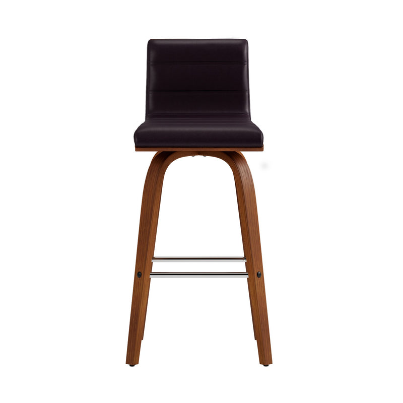 Vienna 26" Swivel Counter Stool in Walnut Wood Finish with Brown Faux Leather - Furniture City (CA)l