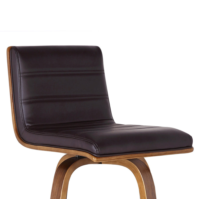 Vienna 26" Swivel Counter Stool in Walnut Wood Finish with Brown Faux Leather - Furniture City (CA)l