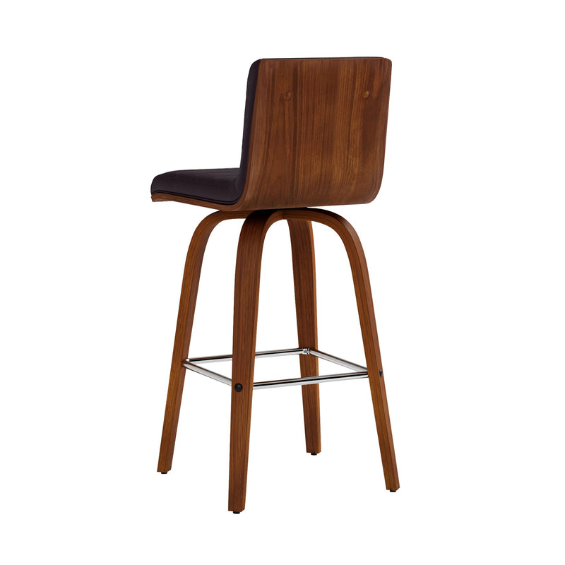 Vienna 26" Swivel Counter Stool in Walnut Wood Finish with Brown Faux Leather - Furniture City (CA)l
