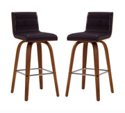 Vienna 26" Swivel Counter Stool in Walnut Wood Finish with Brown Faux Leather - Furniture City (CA)l