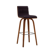 Vienna 30" Swivel Bar Stool in Walnut Wood Finish with Brown Faux Leather - Furniture City (CA)l