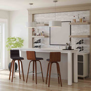 Vienna 30" Swivel Bar Stool in Walnut Wood Finish with Brown Faux Leather - Furniture City (CA)l