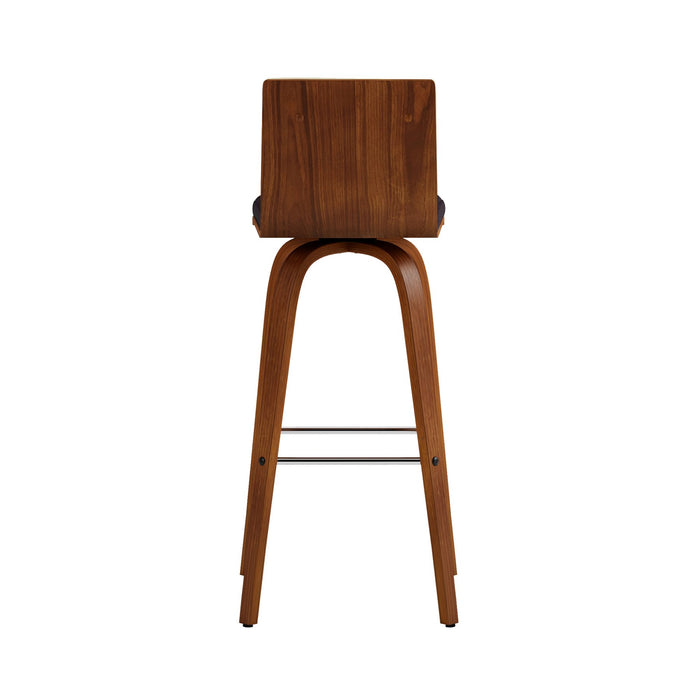 Vienna 30" Swivel Bar Stool in Walnut Wood Finish with Brown Faux Leather