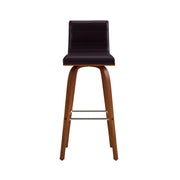 Vienna 30" Swivel Bar Stool in Walnut Wood Finish with Brown Faux Leather - Furniture City (CA)l