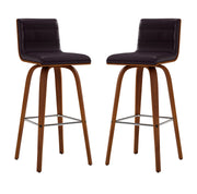 Vienna 30" Swivel Bar Stool in Walnut Wood Finish with Brown Faux Leather - Furniture City (CA)l