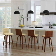 Vienna 26" Swivel Counter Stool in Walnut Wood Finish with Cream Faux Leather - Furniture City (CA)l