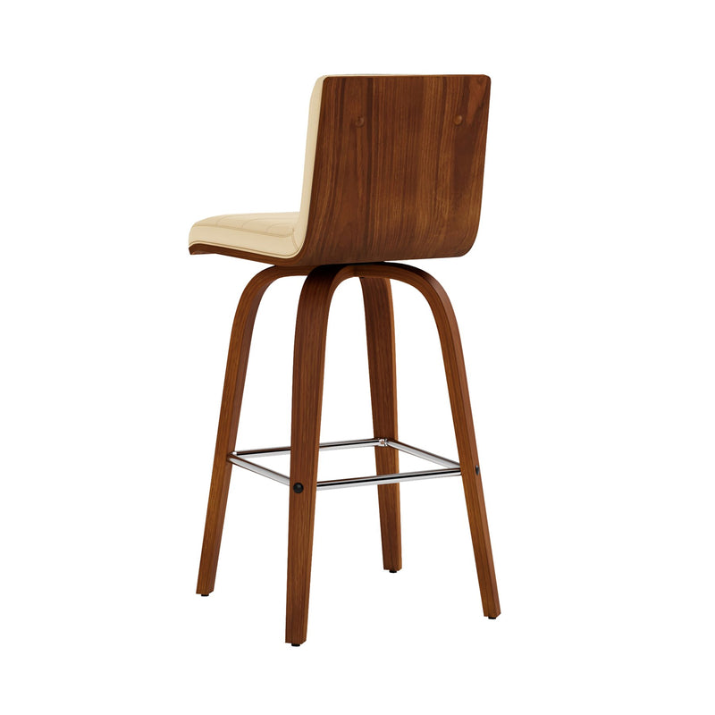 Vienna 26" Swivel Counter Stool in Walnut Wood Finish with Cream Faux Leather - Furniture City (CA)l