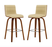 Vienna 26" Swivel Counter Stool in Walnut Wood Finish with Cream Faux Leather - Furniture City (CA)l