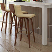 Vienna 30" Swivel Bar Stool in Walnut Wood Finish with Cream Faux Leather - Furniture City (CA)l
