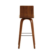 Vienna 30" Swivel Bar Stool in Walnut Wood Finish with Cream Faux Leather - Furniture City (CA)l