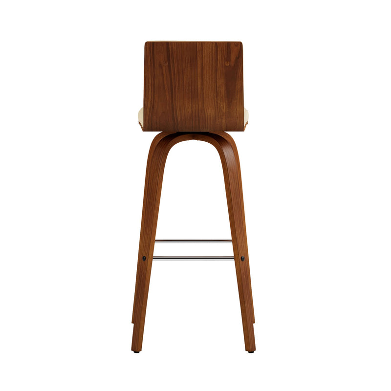 Vienna 30" Swivel Bar Stool in Walnut Wood Finish with Cream Faux Leather - Furniture City (CA)l