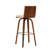 Vienna 30" Swivel Bar Stool in Walnut Wood Finish with Cream Faux Leather - Furniture City (CA)l