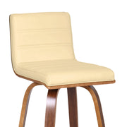 Vienna 30" Swivel Bar Stool in Walnut Wood Finish with Cream Faux Leather - Furniture City (CA)l