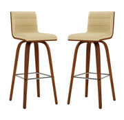 Vienna 30" Swivel Bar Stool in Walnut Wood Finish with Cream Faux Leather - Furniture City (CA)l