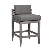 Vivid Outdoor Patio Counter Stool in Gray Eucalyptus Wood with Gray Olefin Cushions - Furniture City (CA)l