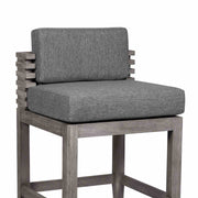 Vivid Outdoor Patio Counter Stool in Gray Eucalyptus Wood with Gray Olefin Cushions - Furniture City (CA)l