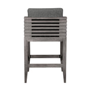 Vivid Outdoor Patio Bar Stool in Gray Eucalyptus Wood with Gray Olefin Cushions - Furniture City (CA)l
