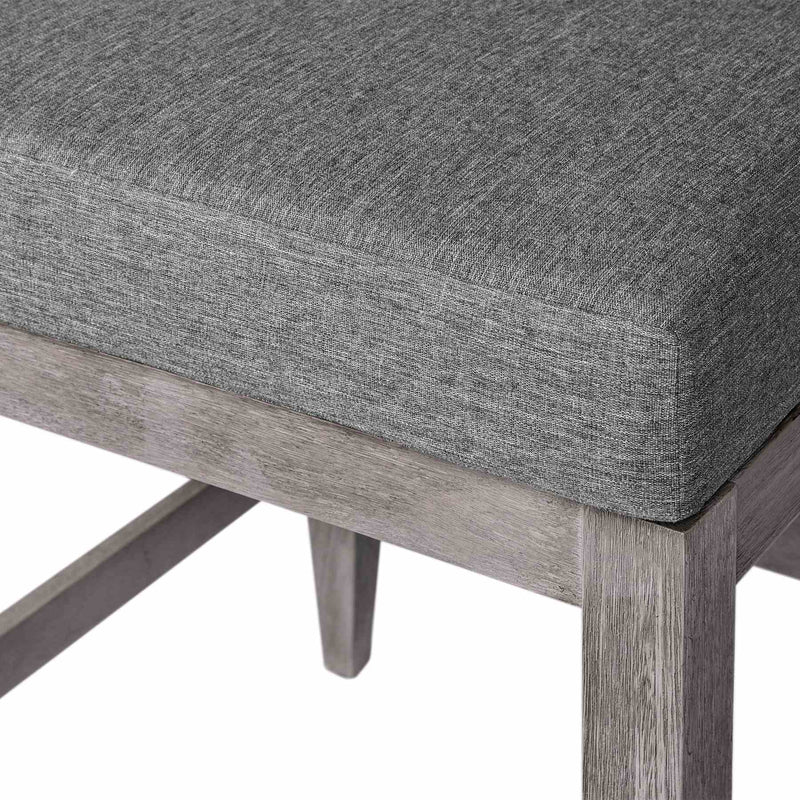 Vivid Outdoor Patio Bar Stool in Gray Eucalyptus Wood with Gray Olefin Cushions - Furniture City (CA)l