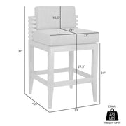 Vivid Outdoor Patio Counter Stool in Light Eucalyptus Wood with Taupe Olefin Cushions - Furniture City (CA)l