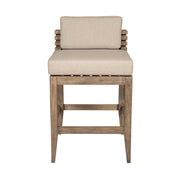 Vivid Outdoor Patio Counter Stool in Light Eucalyptus Wood with Taupe Olefin Cushions - Furniture City (CA)l