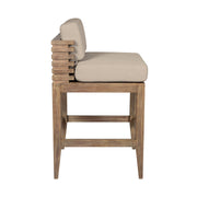 Vivid Outdoor Patio Bar Stool in Light Eucalyptus Wood with Taupe Olefin Cushions - Furniture City (CA)l