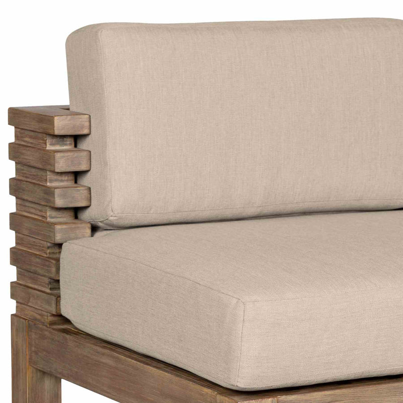 Vivid Outdoor Patio Bar Stool in Light Eucalyptus Wood with Taupe Olefin Cushions - Furniture City (CA)l