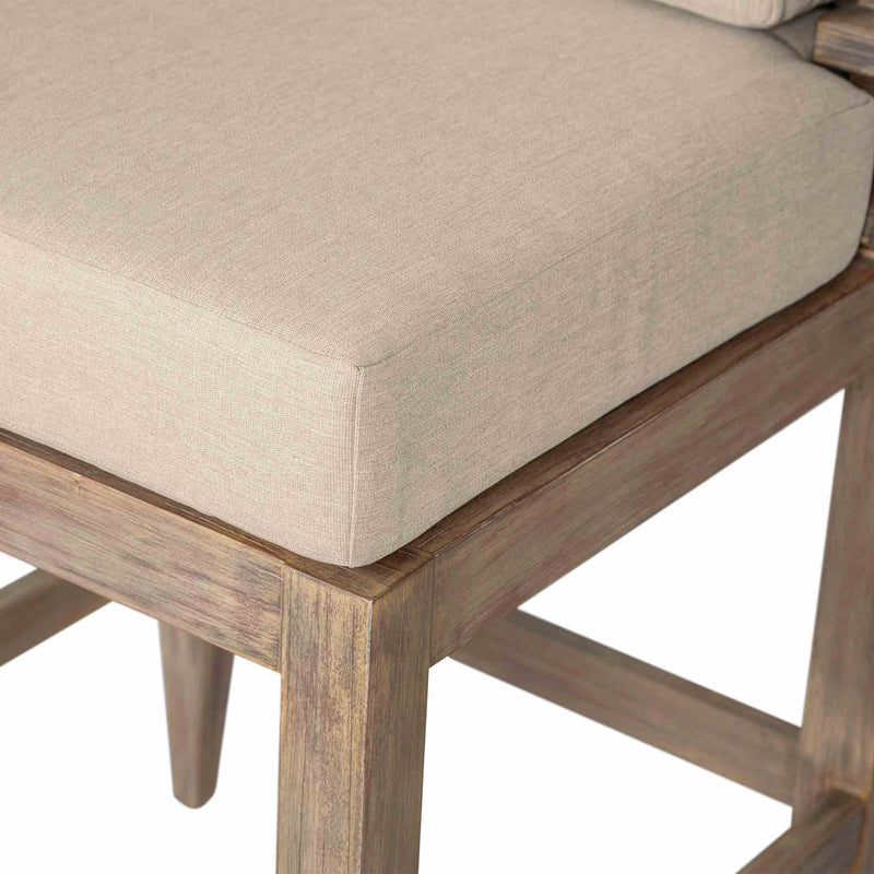Vivid Outdoor Patio Bar Stool in Light Eucalyptus Wood with Taupe Olefin Cushions - Furniture City (CA)l