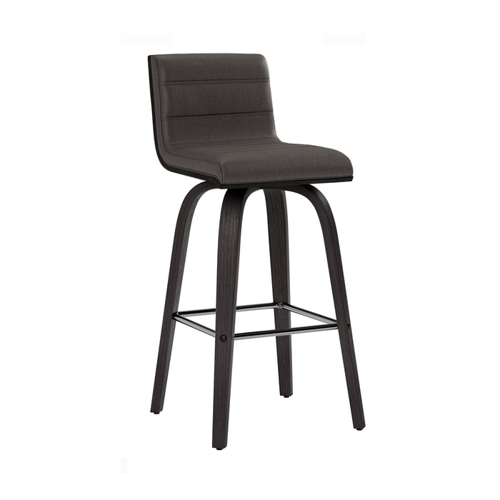 Vienna 26" Swivel Counter Stool in Black Wood Finish with Gray Faux Leather