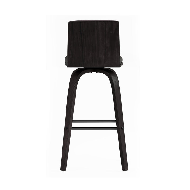 Vienna 26" Swivel Counter Stool in Black Wood Finish with Gray Faux Leather - Furniture City (CA)l