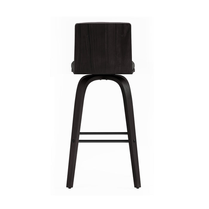 Vienna 26" Swivel Counter Stool in Black Wood Finish with Gray Faux Leather