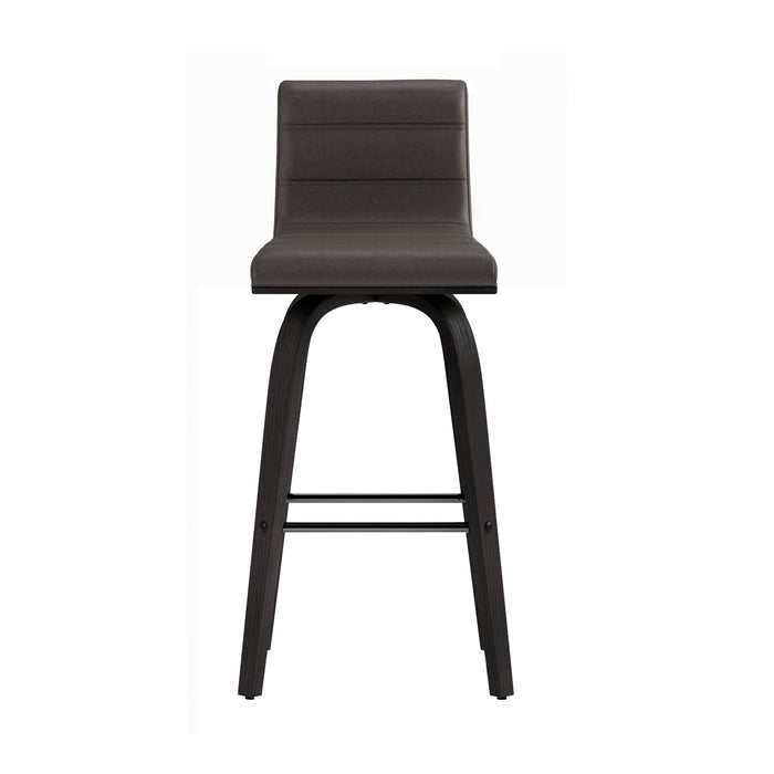 Vienna 26" Swivel Counter Stool in Black Wood Finish with Gray Faux Leather