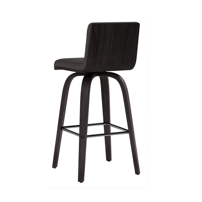 Vienna 26" Swivel Counter Stool in Black Wood Finish with Gray Faux Leather