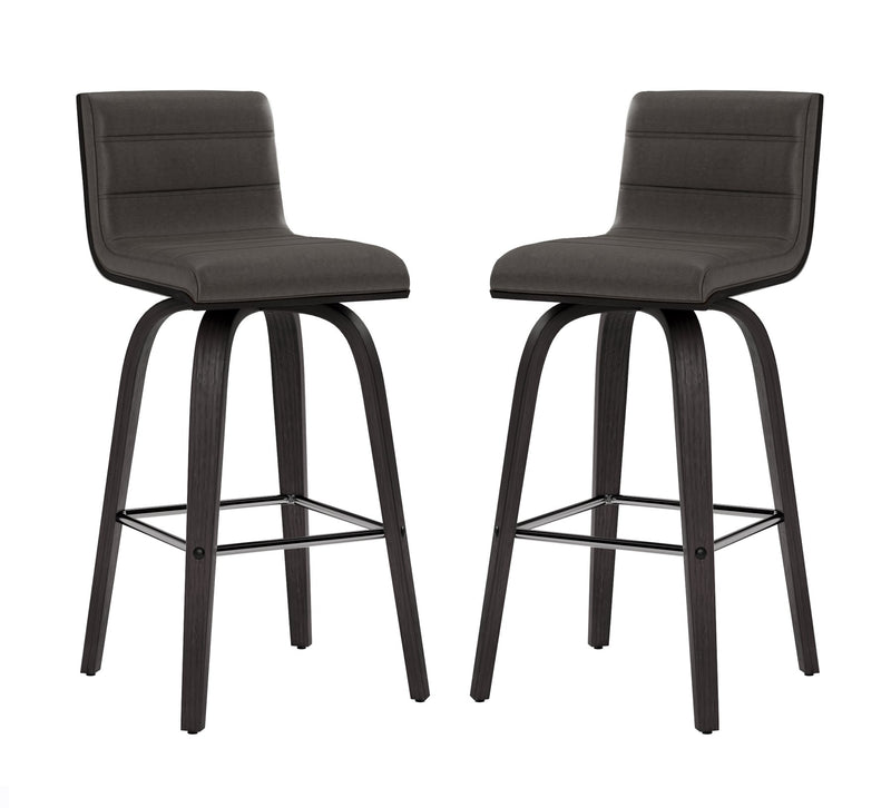 Vienna 26" Swivel Counter Stool in Black Wood Finish with Gray Faux Leather - Furniture City (CA)l