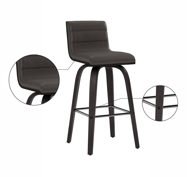 Vienna 26" Swivel Counter Stool in Black Wood Finish with Gray Faux Leather