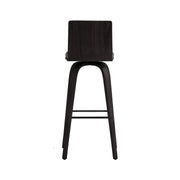 Vienna 30" Swivel Bar Stool in Black Wood Finish with Gray Faux Leather - Furniture City (CA)l