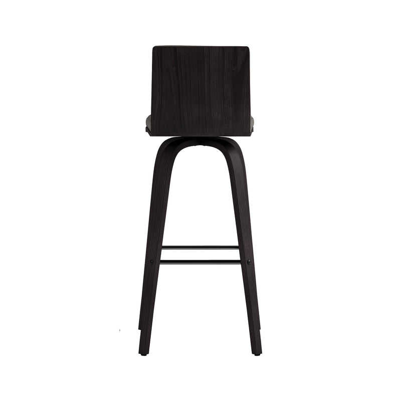 Vienna 30" Swivel Bar Stool in Black Wood Finish with Gray Faux Leather - Furniture City (CA)l