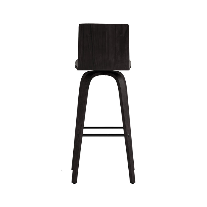 Vienna 30" Swivel Bar Stool in Black Wood Finish with Gray Faux Leather