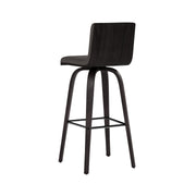 Vienna 30" Swivel Bar Stool in Black Wood Finish with Gray Faux Leather - Furniture City (CA)l