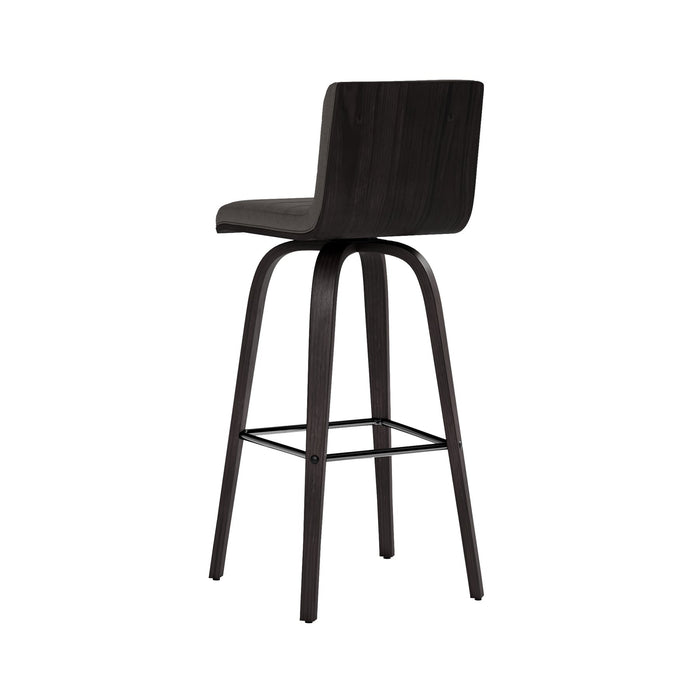 Vienna 30" Swivel Bar Stool in Black Wood Finish with Gray Faux Leather