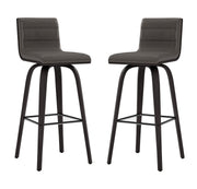 Vienna 30" Swivel Bar Stool in Black Wood Finish with Gray Faux Leather - Furniture City (CA)l