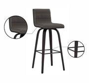 Vienna 30" Swivel Bar Stool in Black Wood Finish with Gray Faux Leather - Furniture City (CA)l