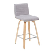 Vienna Modern Counter Height Swivel Bar Stool with Grey Upholstered Seat and Patterned Oak Wood Frame - Furniture City (CA)l